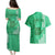 Personalised Strong Maui Couples Matching Puletasi Dress and Hawaiian Shirt Good Living Hawaii with Shaka Sign Kakau Tribal Green LT9 - Polynesian Pride