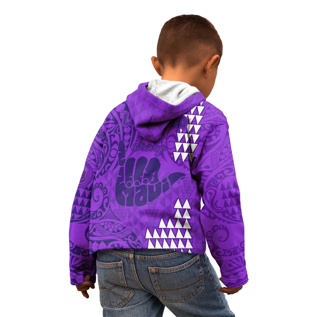 Strong Maui Kid Hoodie Good Living Hawaii with Shaka Sign Kakau Tribal Purple LT9 - Polynesian Pride