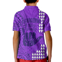 Strong Maui Kid Polo Shirt Good Living Hawaii with Shaka Sign Kakau Tribal Purple LT9 - Polynesian Pride