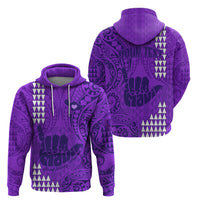 Personalised Strong Maui Hoodie Good Living Hawaii with Shaka Sign Kakau Tribal Purple LT9 - Polynesian Pride