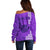 Personalised Strong Maui Off Shoulder Sweater Good Living Hawaii with Shaka Sign Kakau Tribal Purple LT9 - Polynesian Pride