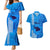 Maui Island Couples Matching Mermaid Dress and Hawaiian Shirt Kakau Tribal Mixed Polynesian Pattern Blue LT9 Blue - Polynesian Pride