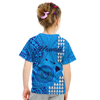 Maui Island Kid T Shirt Kakau Tribal Mixed Polynesian Pattern Blue LT9 - Polynesian Pride