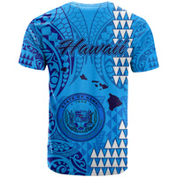 Maui Island T Shirt Kakau Tribal Mixed Polynesian Pattern Blue LT9 - Polynesian Pride