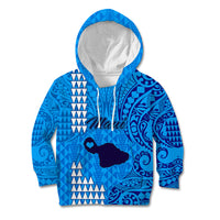 Personalised Maui Island Kid Hoodie Kakau Tribal Mixed Polynesian Pattern Blue LT9 Hoodie Blue - Polynesian Pride