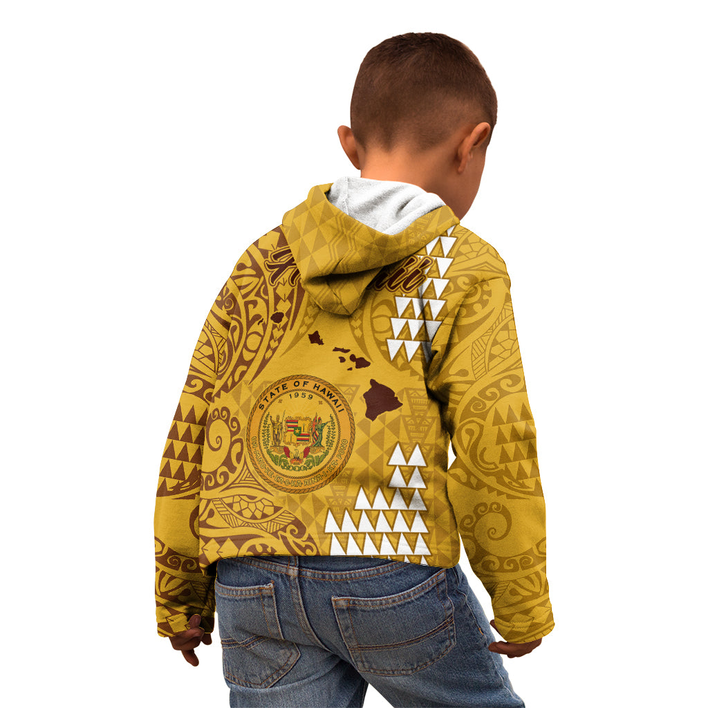 Maui Island Kid Hoodie Kakau Tribal Mixed Polynesian Pattern Gold LT9 - Polynesian Pride