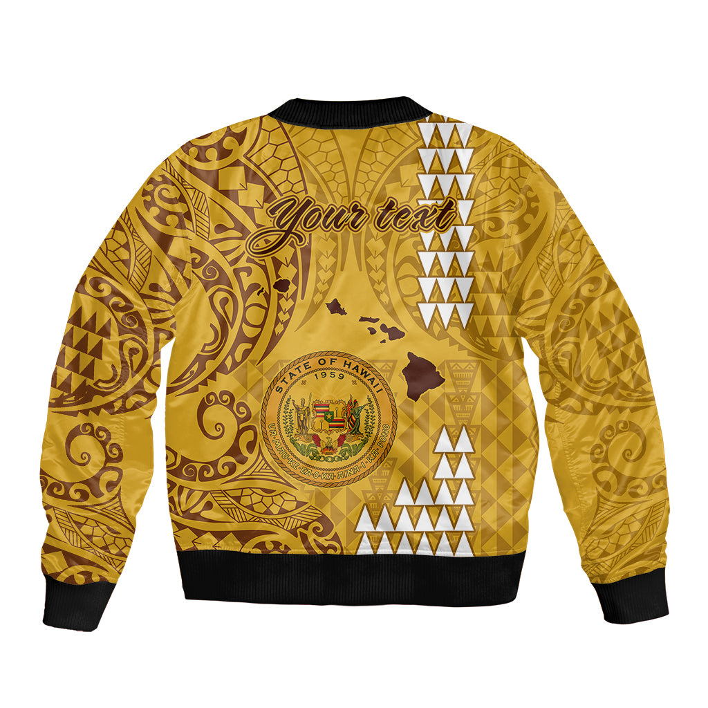 Personalised Maui Island Bomber Jacket Kakau Tribal Mixed Polynesian Pattern Gold LT9 - Polynesian Pride