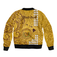 Personalised Maui Island Bomber Jacket Kakau Tribal Mixed Polynesian Pattern Gold LT9 - Polynesian Pride