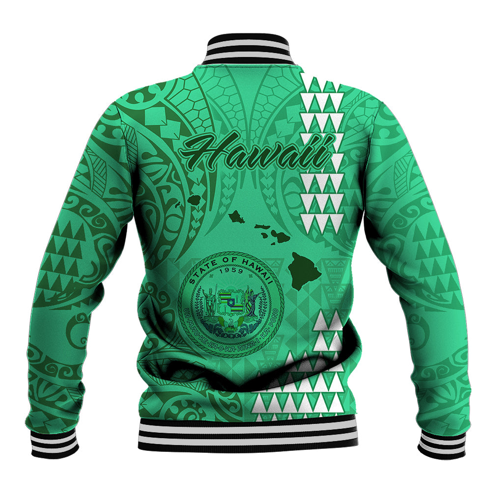 Maui Island Baseball Jacket Kakau Tribal Mixed Polynesian Pattern Green LT9 - Polynesian Pride