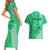 Maui Island Couples Matching Short Sleeve Bodycon Dress and Hawaiian Shirt Kakau Tribal Mixed Polynesian Pattern Green LT9 - Polynesian Pride