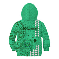 Maui Island Kid Hoodie Kakau Tribal Mixed Polynesian Pattern Green LT9 - Polynesian Pride