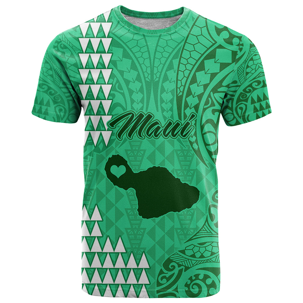 Maui Island T Shirt Kakau Tribal Mixed Polynesian Pattern Green LT9 Green - Polynesian Pride