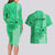 Personalised Maui Island Couples Matching Long Sleeve Bodycon Dress and Hawaiian Shirt Kakau Tribal Mixed Polynesian Pattern Green LT9 - Polynesian Pride