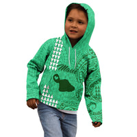 Personalised Maui Island Kid Hoodie Kakau Tribal Mixed Polynesian Pattern Green LT9 - Polynesian Pride