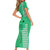 Personalised Maui Island Short Sleeve Bodycon Dress Kakau Tribal Mixed Polynesian Pattern Green LT9 - Polynesian Pride