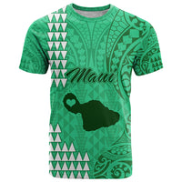 Personalised Maui Island T Shirt Kakau Tribal Mixed Polynesian Pattern Green LT9 Green - Polynesian Pride