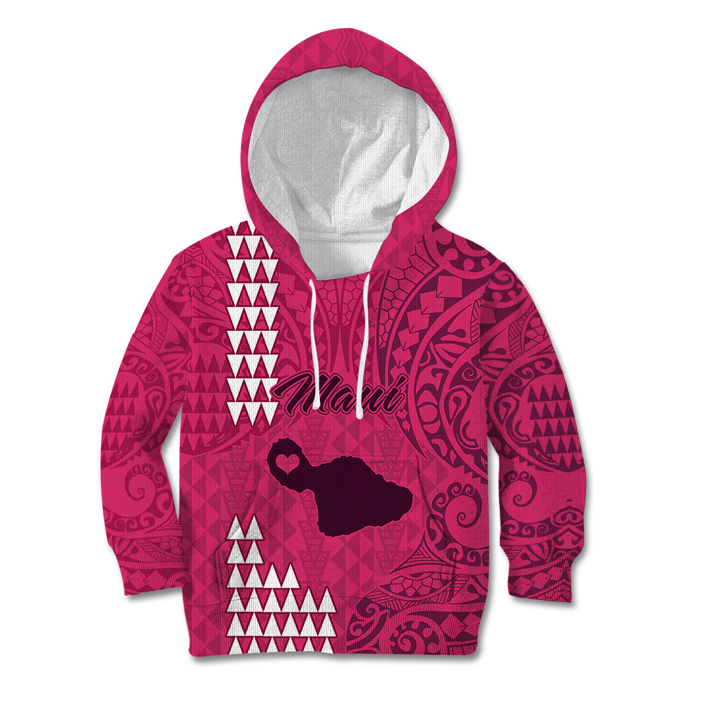Maui Island Kid Hoodie Kakau Tribal Mixed Polynesian Pattern Pink LT9 Hoodie Pink - Polynesian Pride