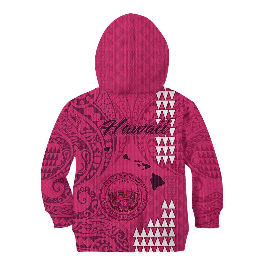 Maui Island Kid Hoodie Kakau Tribal Mixed Polynesian Pattern Pink LT9 - Polynesian Pride