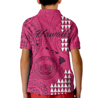 Maui Island Kid Polo Shirt Kakau Tribal Mixed Polynesian Pattern Pink LT9 - Polynesian Pride