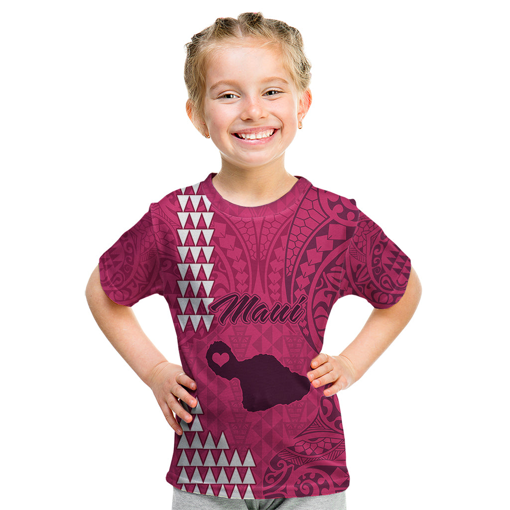 Maui Island Kid T Shirt Kakau Tribal Mixed Polynesian Pattern Pink LT9 Pink - Polynesian Pride