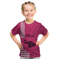 Maui Island Kid T Shirt Kakau Tribal Mixed Polynesian Pattern Pink LT9 Pink - Polynesian Pride