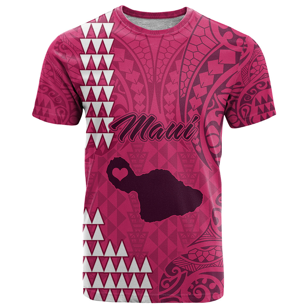 Maui Island T Shirt Kakau Tribal Mixed Polynesian Pattern Pink LT9 Pink - Polynesian Pride