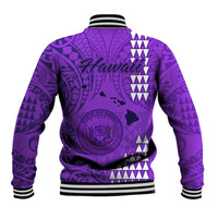 Maui Island Baseball Jacket Kakau Tribal Mixed Polynesian Pattern Purple LT9 - Polynesian Pride