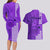 Maui Island Couples Matching Long Sleeve Bodycon Dress and Hawaiian Shirt Kakau Tribal Mixed Polynesian Pattern Purple LT9 - Polynesian Pride