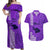 Maui Island Couples Matching Off Shoulder Maxi Dress and Hawaiian Shirt Kakau Tribal Mixed Polynesian Pattern Purple LT9 Purple - Polynesian Pride