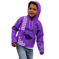 Maui Island Kid Hoodie Kakau Tribal Mixed Polynesian Pattern Purple LT9 - Polynesian Pride