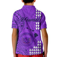 Maui Island Kid Polo Shirt Kakau Tribal Mixed Polynesian Pattern Purple LT9 - Polynesian Pride