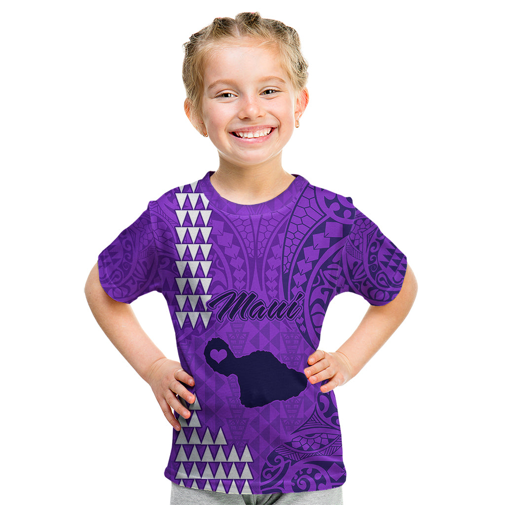 Maui Island Kid T Shirt Kakau Tribal Mixed Polynesian Pattern Purple LT9 Purple - Polynesian Pride