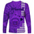 Maui Island Long Sleeve Shirt Kakau Tribal Mixed Polynesian Pattern Purple LT9 - Polynesian Pride