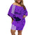 Maui Island Off Shoulder Short Dress Kakau Tribal Mixed Polynesian Pattern Purple LT9 Women Purple - Polynesian Pride