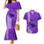 Personalised Maui Island Couples Matching Mermaid Dress and Hawaiian Shirt Kakau Tribal Mixed Polynesian Pattern Purple LT9 Purple - Polynesian Pride