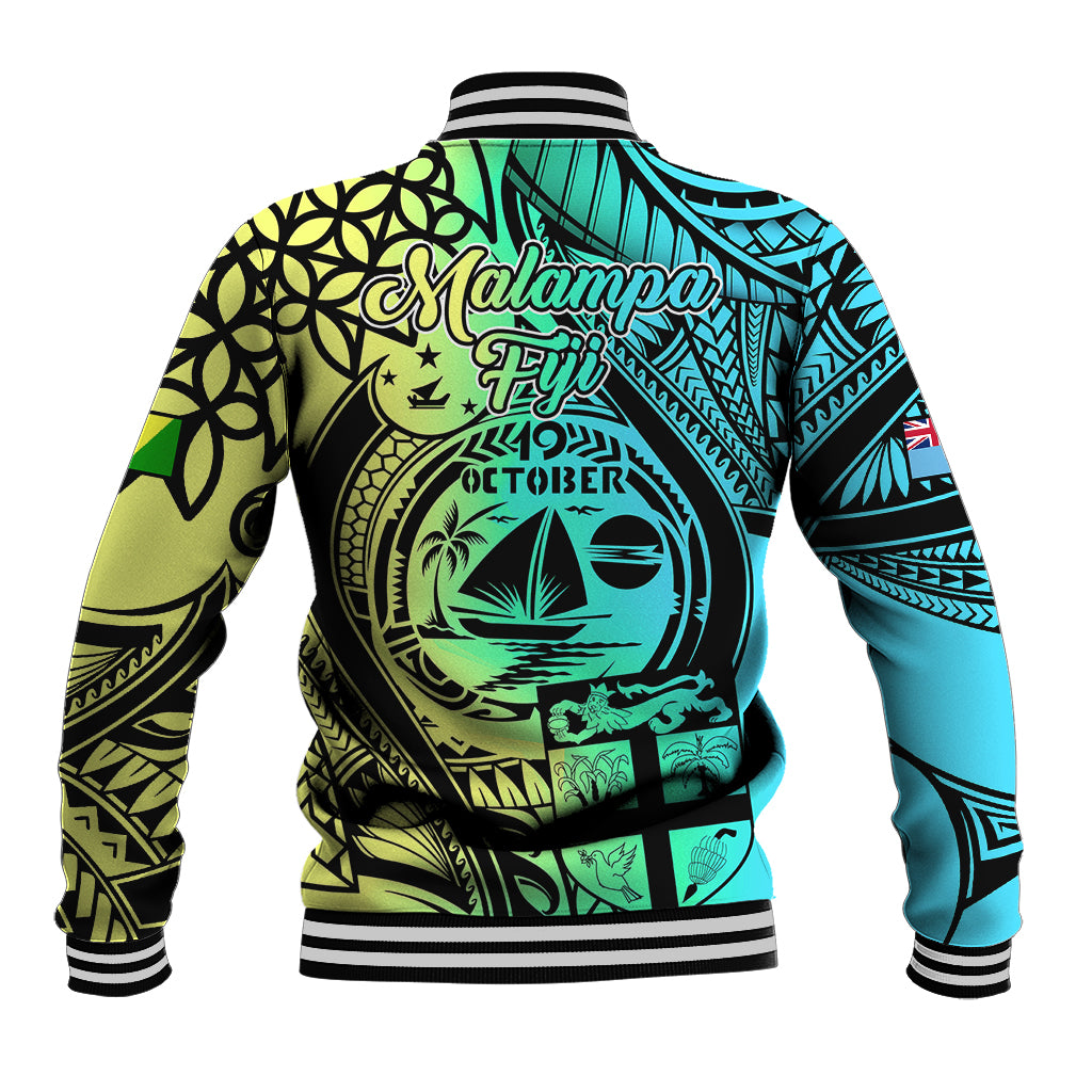 Malampa Fiji Day Baseball Jacket Vanuatu Sand Drawing With Polynesian Pattern LT9 - Polynesian Pride