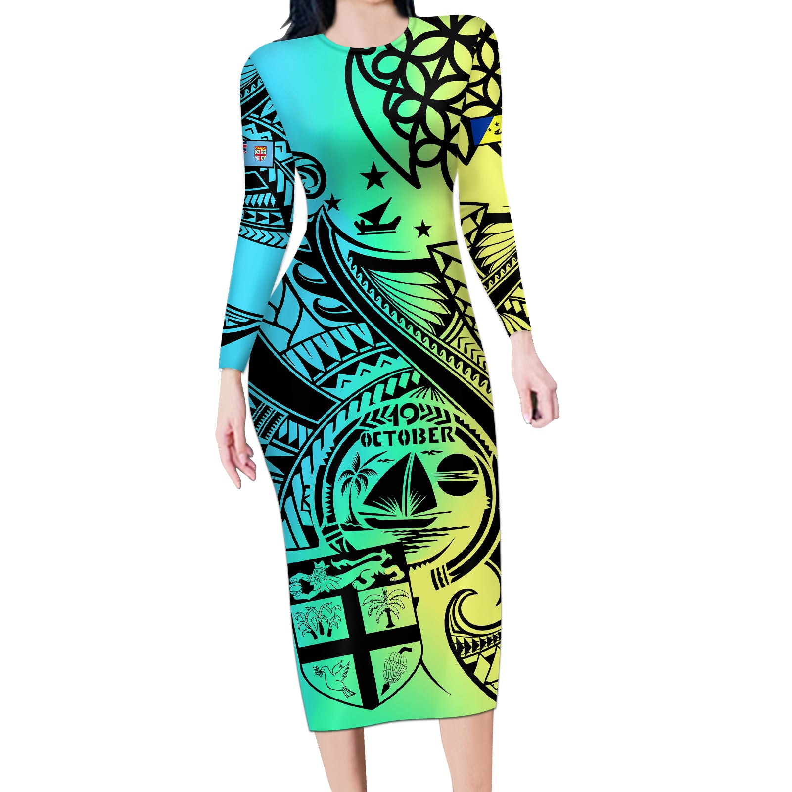 malampa-fiji-day-long-sleeve-bodycon-dress-vanuatu-sand-drawing-with-polynesian-pattern