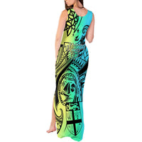 Malampa Fiji Day Tank Maxi Dress Vanuatu Sand Drawing With Polynesian Pattern LT9 - Polynesian Pride