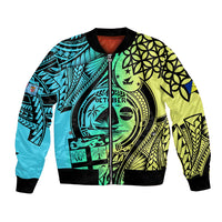 Personalised Malampa Fiji Day Bomber Jacket Vanuatu Sand Drawing With Polynesian Pattern LT9 Unisex Black - Polynesian Pride
