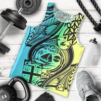Personalised Malampa Fiji Day Men Tank Top Vanuatu Sand Drawing With Polynesian Pattern LT9 Black - Polynesian Pride