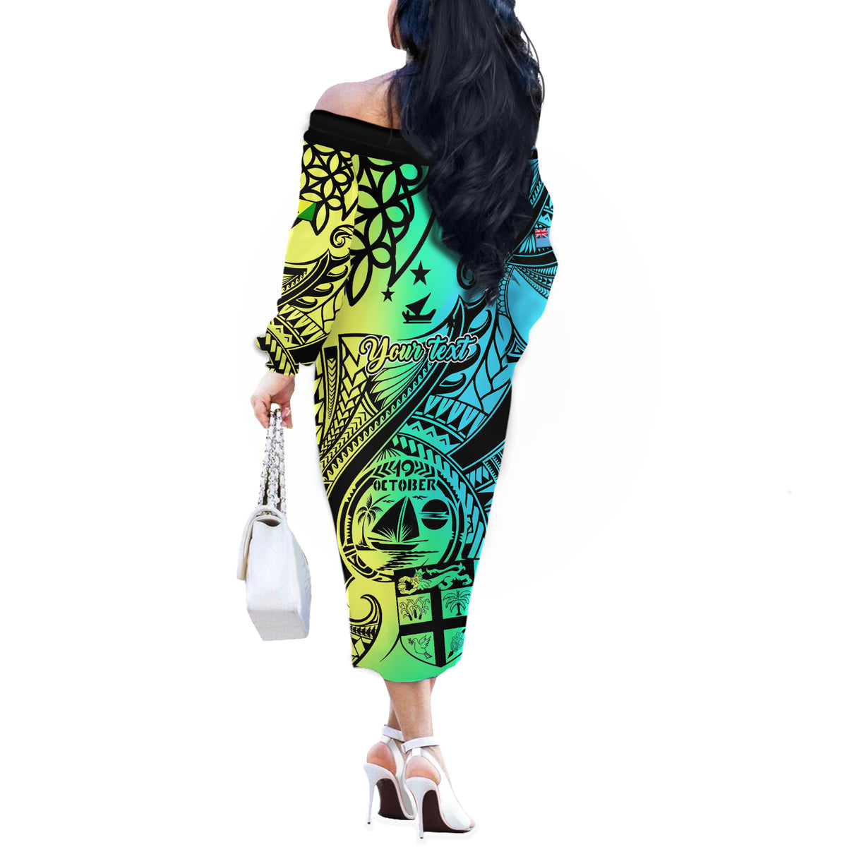 personalised-malampa-fiji-day-off-the-shoulder-long-sleeve-dress-vanuatu-sand-drawing-with-polynesian-pattern