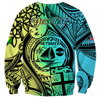 Personalised Malampa Fiji Day Sweatshirt Vanuatu Sand Drawing With Polynesian Pattern LT9 - Polynesian Pride