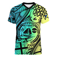 personalised-malampa-fiji-day-women-v-neck-t-shirt-vanuatu-sand-drawing-with-polynesian-pattern