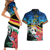 Torba Vanuatu Couples Matching Short Sleeve Bodycon Dress and Hawaiian Shirt Sand Drawing With Polynesian Pattern LT9 - Polynesian Pride