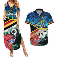 Torba Vanuatu Couples Matching Summer Maxi Dress and Hawaiian Shirt Sand Drawing With Polynesian Pattern LT9 Black - Polynesian Pride