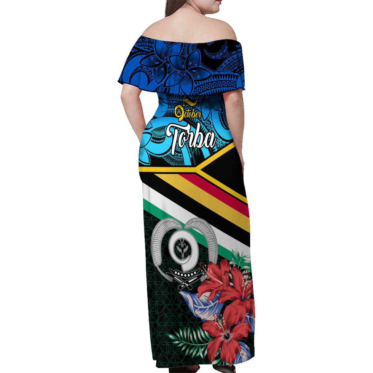 torba-vanuatu-family-matching-off-shoulder-maxi-dress-and-hawaiian-shirt-sand-drawing-with-polynesian-pattern