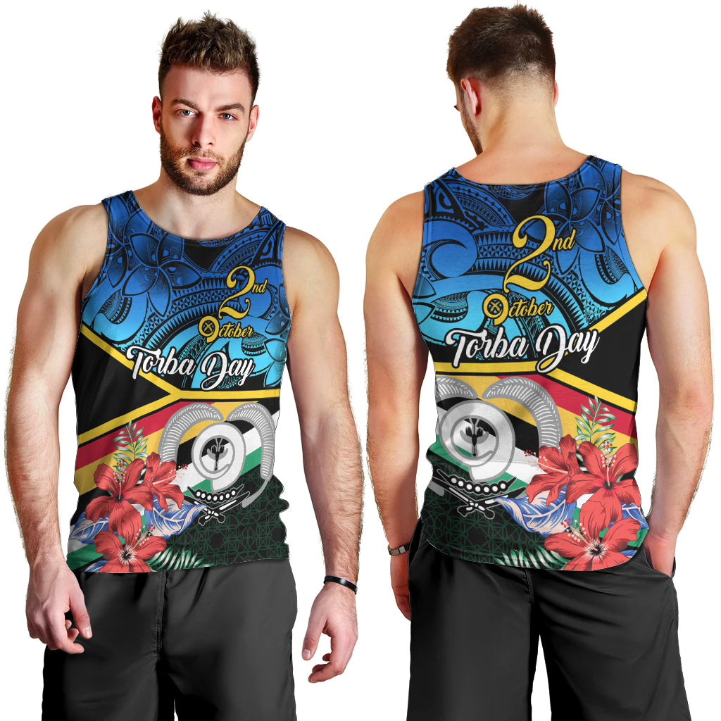 Torba Vanuatu Men Tank Top Sand Drawing With Polynesian Pattern LT9 - Polynesian Pride