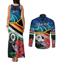 Personalised Torba Vanuatu Couples Matching Tank Maxi Dress and Long Sleeve Button Shirts Sand Drawing With Polynesian Pattern LT9 - Polynesian Pride