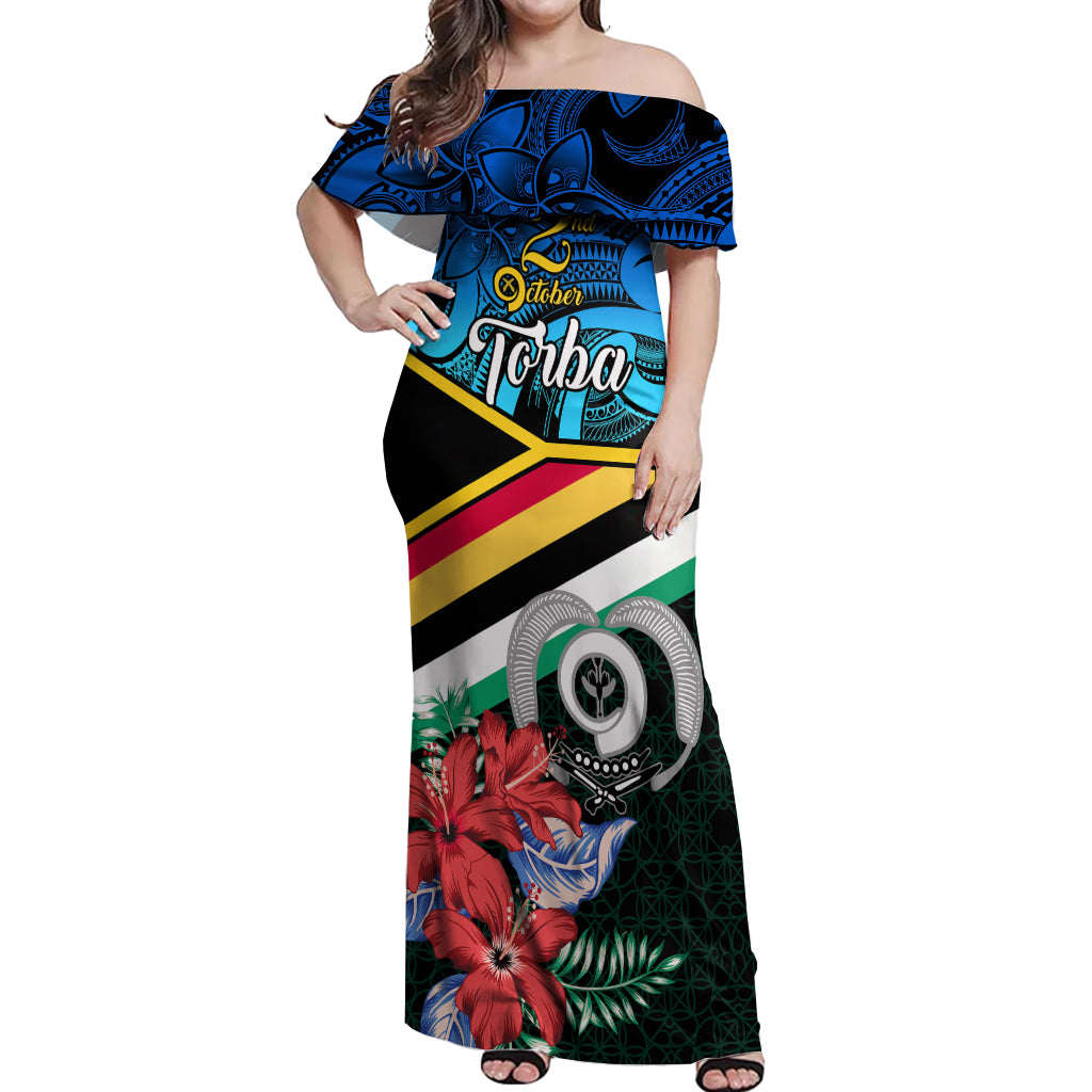 Personalised Torba Vanuatu Off Shoulder Maxi Dress Sand Drawing With Polynesian Pattern LT9 Women Black - Polynesian Pride