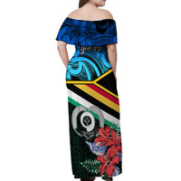 Personalised Torba Vanuatu Off Shoulder Maxi Dress Sand Drawing With Polynesian Pattern LT9 - Polynesian Pride